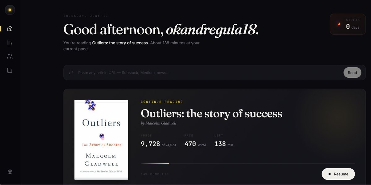 Fovea reading dashboard