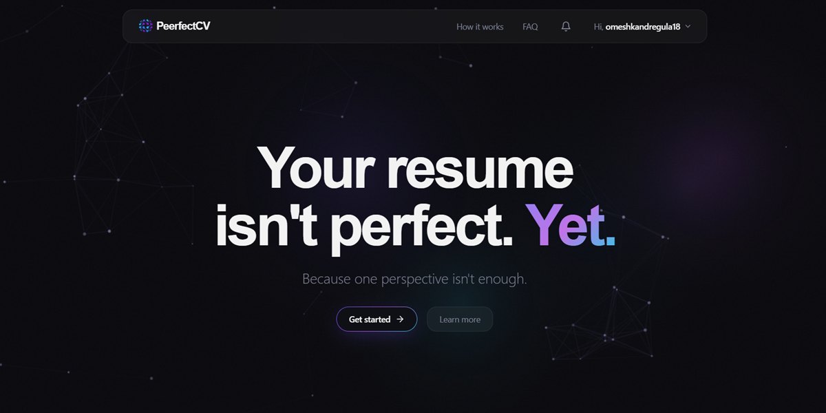 PeerfectCV landing page