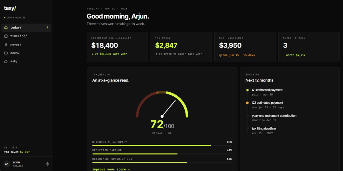 Taxy tax dashboard